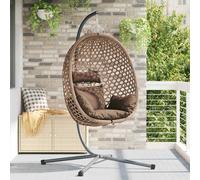 vidaXL Sedia uovo sospesa Caffè 104 x 100 x 191 cm polyrattan