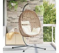 vidaXL Sedia uovo sospesa polyrattan 104 x 100 x 191 cm Marrone caffè