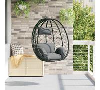 vidaXL Sedia uovo sospesa polyrattan 91,5 x 54,5 x 107 cm Antracite