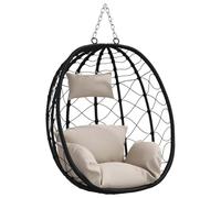 vidaXL Sedia uovo sospesa polyrattan 91,5 x 54,5 x 107 cm Tortora