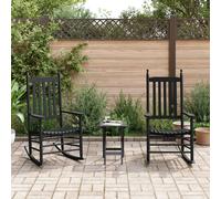 vidaXL Sedie a Dondolo 2 pz Tavolino Pieghevole Nera Pioppo Massello