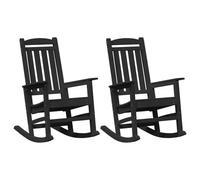 vidaXL Sedie a Dondolo da Giardino 2 pz Nero 70x92x107.5 cm HDPE, Sedia a Dondolo da Giardino Nero 70x92x108 cm HDPE