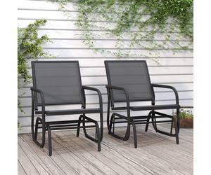 vidaXL Sedie a Dondolo Giardino 2pz Nere 61x76x87 Textilene e Acciaio