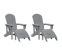 vidaXL Sedie Adirondack con Poggiapiedi 2 pz Grigio Chiaro in HDPE, Sedia Adirondack con Poggiapiedi Grigio Chiaro in HDPE