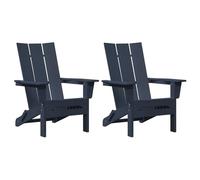 vidaXL Sedie Adirondack Pieghevoli Set di 2 Blu Marina HDPE Seduta Comoda all'aperto Resistente alle Intemperie Design Contemporaneo a Listelli per Patios e Giardini Sedia Ergonomica Patio Durevole