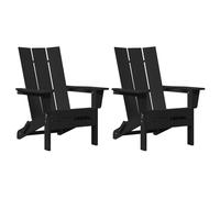 vidaXL Sedie Adirondack Pieghevoli Set Di 2 Nero HDPE Seduta Confortevole Resistente alle Intemperie Design Slatted Moderno per Patios e Giardini Mobili da Giardino Patio