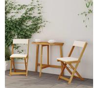 vidaXL Sedie Bistro da Giardino 2 pcs Bianco Crema 40 x 53 x 80 cm, Sedia da giardino pieghevole in legno, comoda seduta rustica, mobilitù per relax all'aperto, sdraio robusta