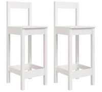 vidaXL Sedie da Bar 2 pz Bianche 40x41,5x112 cm Legno Massello di Pino