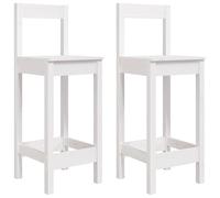vidaXL Sedie da Bar 2 pz Bianche 40x41,5x112 cm Legno Massello di Pino