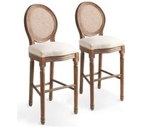 VIDAXL - Sedie Da Bar In Tessuto E Rattan 2 Pz 48x52x123 Cm Bianco Crema