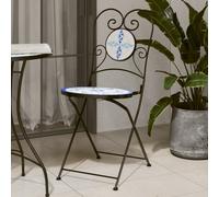 vidaXL Sedie da Bistrò Pieghevoli 2 pz Blu e Bianco in Ceramica