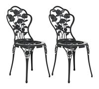 vidaXL Sedie da Bistrot 2 pz in Alluminio Pressofuso Nero