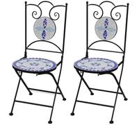 vidaXL Set 2 pz Sedia Bistro con Mosaico Blu/Bianco