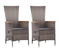 VIDAXL - Sedie da Esterno 2 pz con Cuscini in Polyrattan Grigio