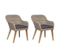 vidaXL Sedie da Esterno con Cuscini 2 pz in Polyrattan Marrone