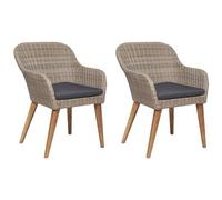 VIDAXL - Sedie da Esterno con Cuscini 2 pz in Polyrattan Marrone