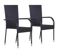 vidaXL 2x Sedie da Pranzo Impilabili Esterno in Polyrattan Nere Sedia Giardino