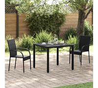 vidaXL 2x Sedie da Pranzo Impilabili Esterno in Polyrattan Nere Sedia Giardino