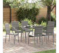 Sedie da esterno impilabili 6 pz grigie in polyrattan