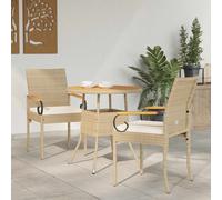 vidaXL Sedie da giardino 2 pz Beige e Bianco Crema Polyrattan e acacia