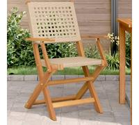 vidaXL Sedie da Giardino 2 pz Beige Legno Massello Acacia e Polyrattan, sedia pieghevole, seduta da esterno, sedia da esterno, seduta da giardino