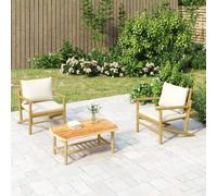 vidaXL Sedie da Giardino 2 pz con Cuscini Bianco Crema in Bambù