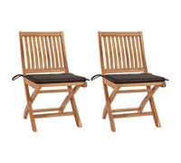 vidaXL Sedie da Giardino 2 pz con Cuscini Talpa in Massello di Teak
