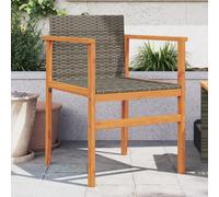 vidaXL Sedie da Giardino Grigie in Polyrattan e Legno Massello 2 pz