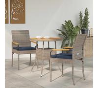 vidaXL Sedie da giardino 2 pz Grigio e Blu Navy Polyrattan e acacia