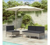 Set da 3 pezzi Poltrone da Giardino in Polyrattan con Cuscini - Colore Grigio (310192)