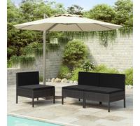 vidaXL Sedie da Giardino 3 pz con Cuscini in Polyrattan Nere