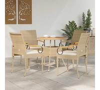 vidaXL Sedie da giardino 4 pz Beige e Bianco Crema Polyrattan e acacia