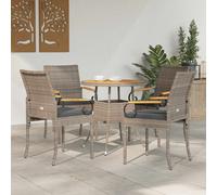 vidaXL Sedie da giardino 4 pezzi grigio e grigio scuro polirattan e acacia, sedie rettangolari per esterni, mobili da giardino in polyrattan, design confortevole