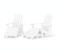 Sedie da giardino adirondack 2 pz con poggiapiedi hdpe bianco