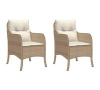 vidaXL Sedie da Giardino con Cuscini 2 pz Beige in Polyrattan