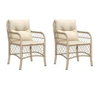 vidaXL Sedie da Giardino con Cuscini 2 pz Beige in Polyrattan