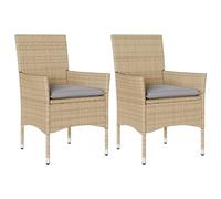 vidaXL Sedie da Giardino con Cuscini 2 pz Beige in Polyrattan