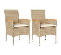 vidaXL Sedie da Giardino con Cuscini 2 pz Beige in Polyrattan
