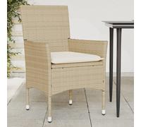 vidaXL Sedie da Giardino con Cuscini in Polyrattan 2 pz Beige