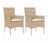 vidaXL Sedie da Giardino con Cuscini in Polyrattan 2 pz Beige