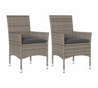 vidaXL Sedie da Giardino con Cuscini 2 pz Grigie in Polyrattan