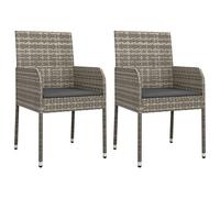 vidaXL Sedie da Giardino con Cuscini 2 pz in Polyrattan Grigie