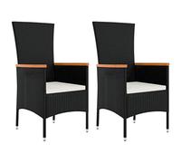 vidaXL Sedie da Giardino con Cuscini 2 pz in Polyrattan Nere