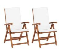 VIDAXL - Sedie da Giardino con Cuscini 2 pz Legno Massello di Teak Crema
