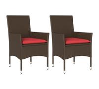 vidaXL Sedie da Giardino con Cuscini 2 pz Marroni in Polyrattan