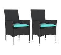 vidaXL Sedie da Giardino con Cuscini 2 pz Nere in Polyrattan