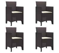 vidaXL Sedie da Giardino con Cuscini - 4 Pezzi in Polirattan Marrone. Comode, Facili da Montare, con Un Design Elegante. Perfette per Il Patio o la terrazza, Hanno Un Aspetto Moderno e Sono Una Como
