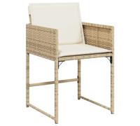 vidaXL Sedie da Giardino con Cuscini 4 pz Beige in Polyrattan