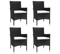 vidaXL Sedie da Giardino con Cuscini 4 pz in Polyrattan Nere