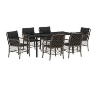 vidaXL Set da Pranzo da Giardino con Cuscini in Polirattan Grigio